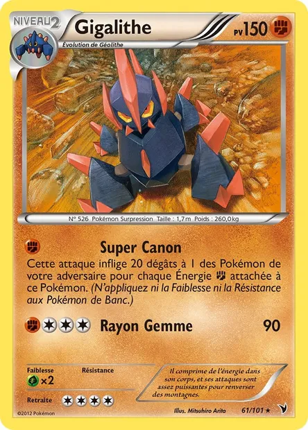 Gigalithe, carte Pokémon NVI 61 — extension Nobles Victoires