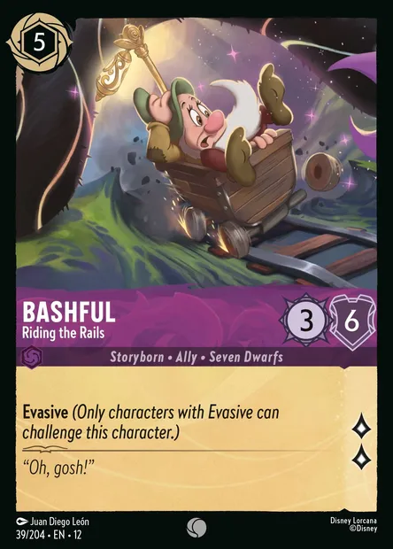 Bashful - Riding the Rails, Disney Lorcana card CH12-039 — Wilds Unknown set