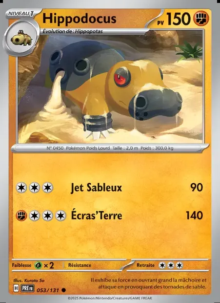 Hippodocus, carte Pokémon PRE 053 — extension Évolutions Prismatiques