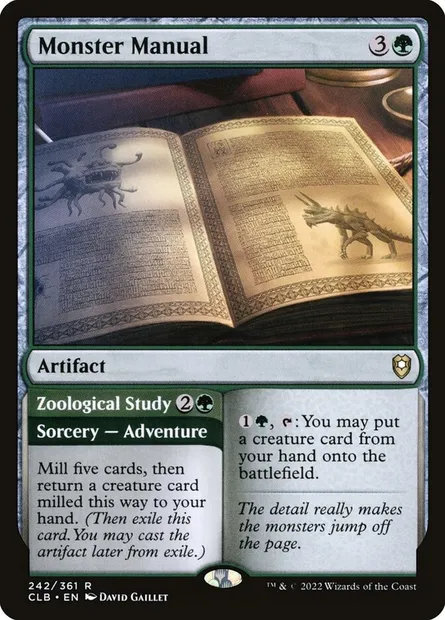 Monster Manual // Zoological Study, Magic card CLB 242 — Commander Legends: Battle for Baldur's Gate set