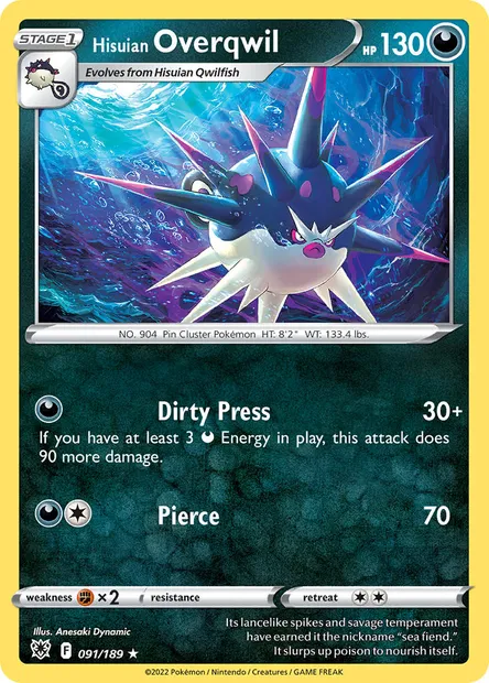 Hisuian Overqwil, Pokémon card ASR 091 — Astral Radiance set