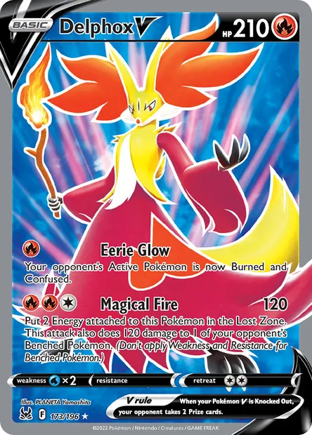 Delphox V, Pokémon card LOR 173 — Lost Origin set