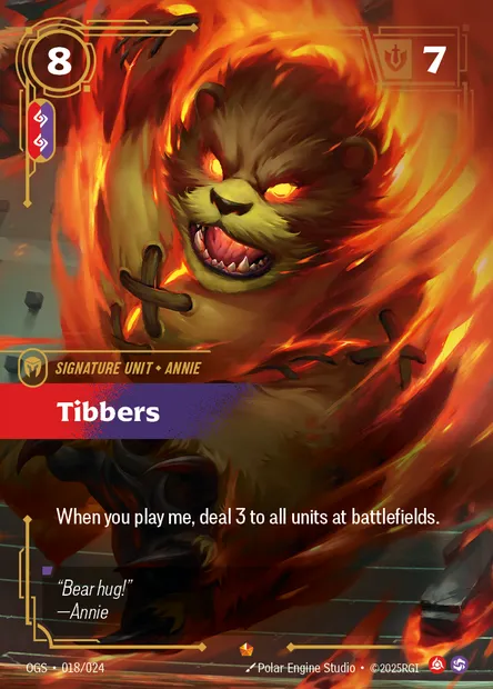 Tibbers, carte Riftbound OGS 018 — extension Proving Grounds
