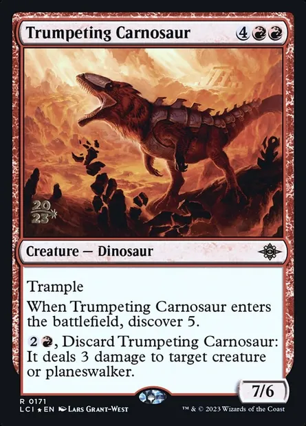 Carnosaure barrissant, carte Magic PLCI 171s — extension The Lost Caverns of Ixalan Promos