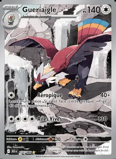 Gueriaigle, carte Pokémon BLK 155 — extension Foudre Noire