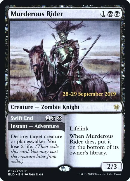 Murderous Rider // Swift End, Magic card PELD 97s — Throne of Eldraine Promos set