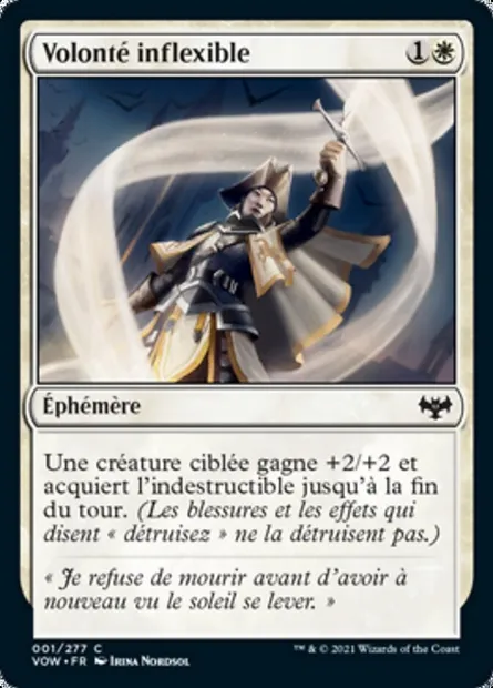 Volonté inflexible, carte Magic VOW 1 — extension Innistrad : noce écarlate