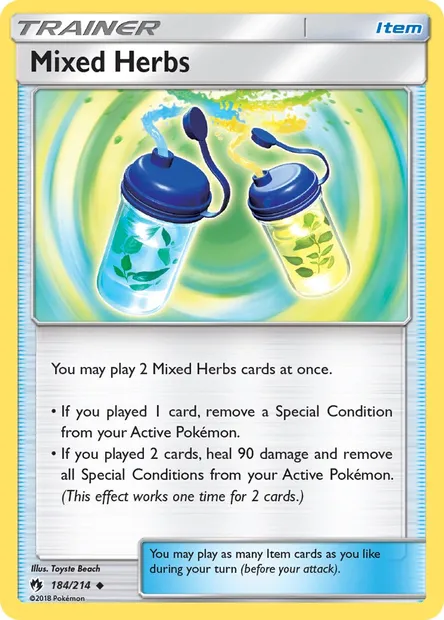 Mixed Herbs, Pokémon card LOT 184 — Lost Thunder set