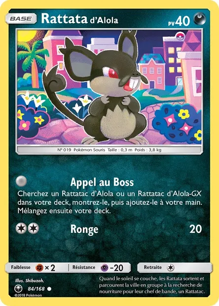Rattata d’Alola, carte Pokémon CES 84 — extension Tempête Céleste