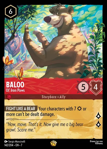 Baloo - Ol' Iron Paws, Disney Lorcana card CH7-142 — Archazia's Island set
