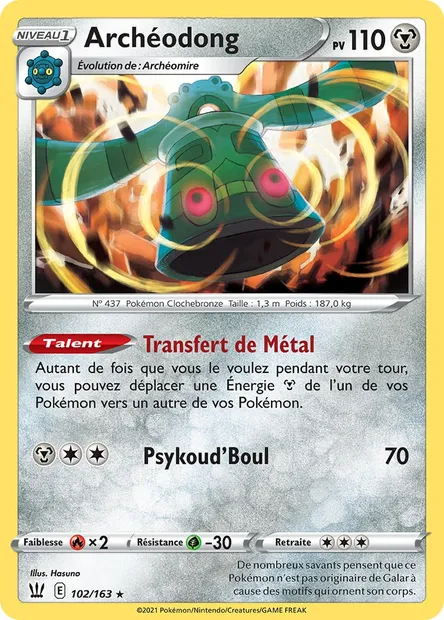 Archéodong, carte Pokémon BST 102 — extension Styles de combat