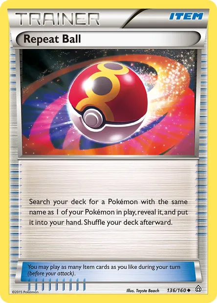 Repeat Ball, Pokémon card PRC 136 — Primal Clash set