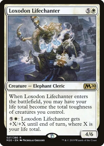 Loxodon Lifechanter, Magic card M20 27 — Core Set 2020 set