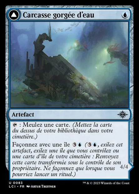 Carcasse gorgée d'eau // Nacelle étanche, carte Magic LCI 83 — extension The Lost Caverns of Ixalan