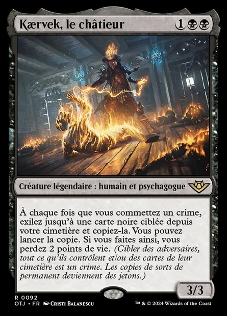 Kaervek, le châtieur, carte Magic OTJ 92 — extension Outlaws of Thunder Junction
