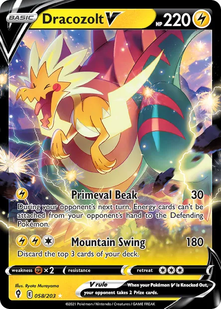 Dracozolt V, Pokémon card EVS 58 — Evolving Skies set