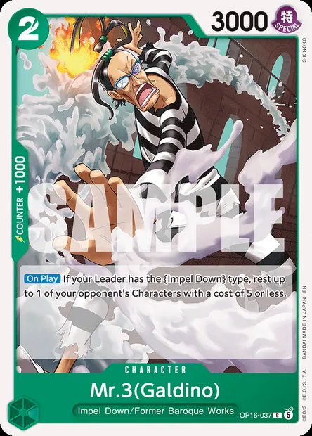 Mr.3(Galdino), One Piece card OP16-037 — THE TIME OF BATTLE set