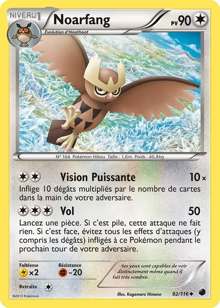 Noarfang, carte Pokémon PLF 92 — extension Glaciation Plasma