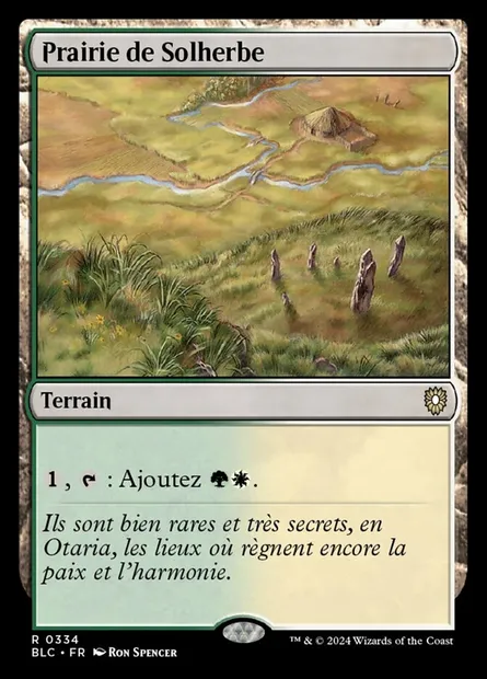 Prairie de Solherbe, carte Magic BLC 334 — extension Bloomburrow Commander