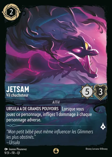 Jetsam - Vil chuchoteur, carte Disney Lorcana Q1-009 — extension Quête des Illumineurs - Menace des profondeurs