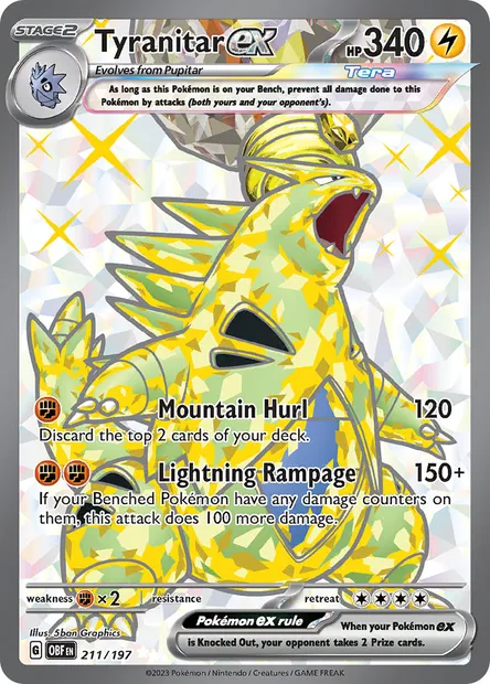 Tyranitar ex, Pokémon card OBF 211 — Obsidian Flames set