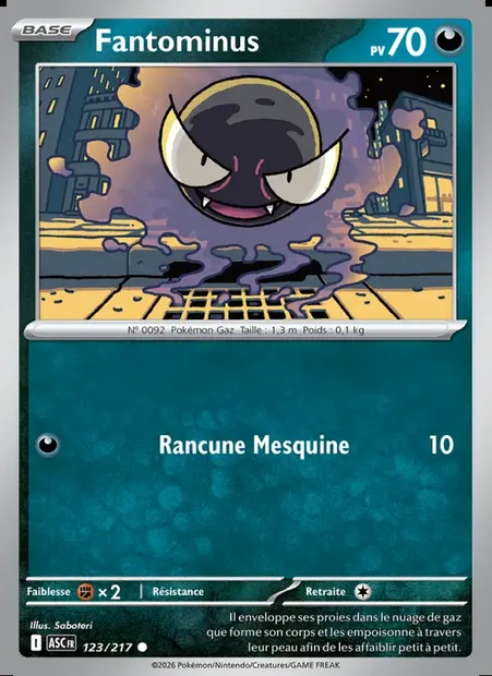 Fantominus, carte Pokémon ASC 123 — extension Héros Transcendants