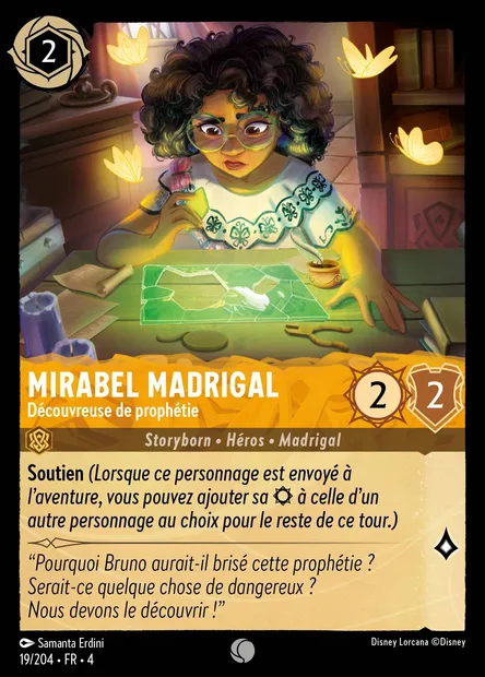 Mirabel Madrigal - Découvreuse de prophétie, carte Disney Lorcana CH4-019 — extension Le Retour d'Ursula