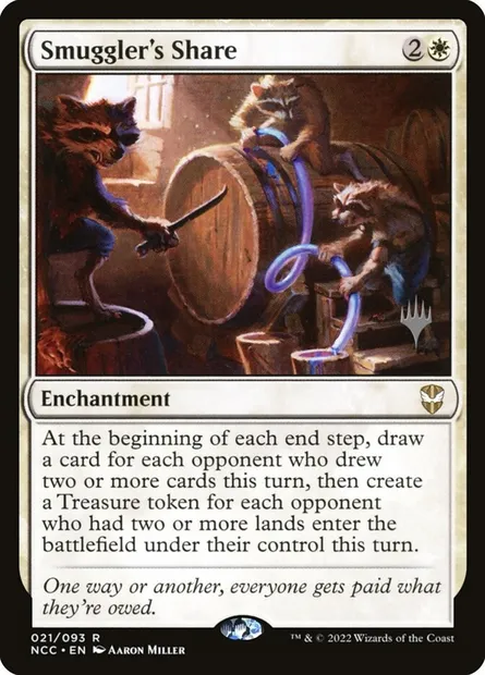 Part du contrebandier, carte Magic PNCC 21p — extension New Capenna Commander Promos