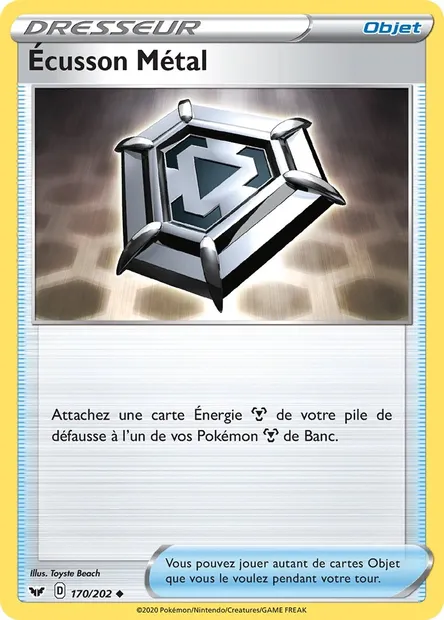 Écusson Métal, carte Pokémon SSH 170 — extension Épée et Bouclier