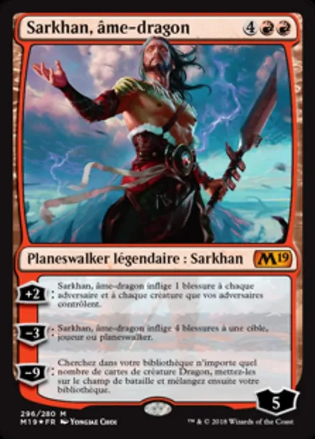 Sarkhan, âme-dragon, carte Magic M19 296 — extension Core Set 2019