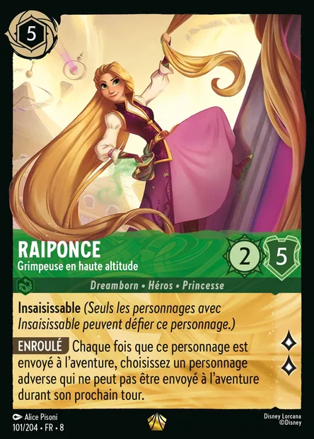 Raiponce - Grimpeuse en haute altitude, carte Disney Lorcana CH8-101 — extension Le Règne de Jafar