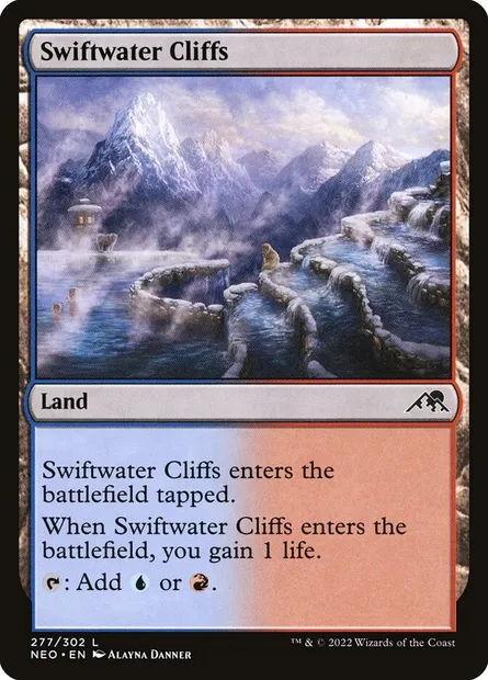 Swiftwater Cliffs, Magic card NEO 277 — Kamigawa: Neon Dynasty set