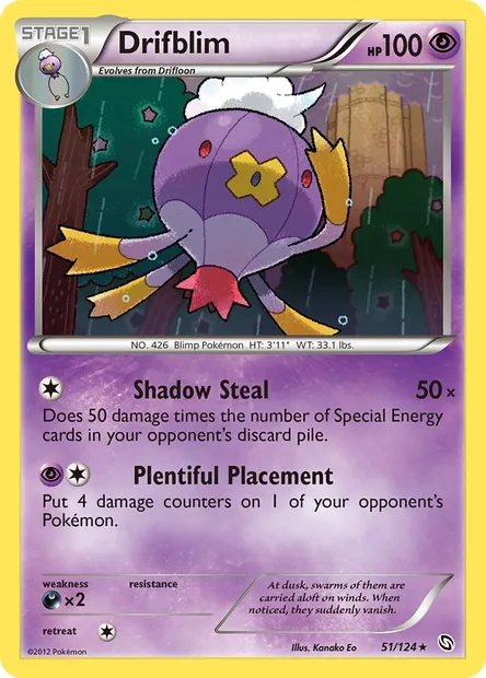 Drifblim, Pokémon card DRX 51 — Dragons Exalted set