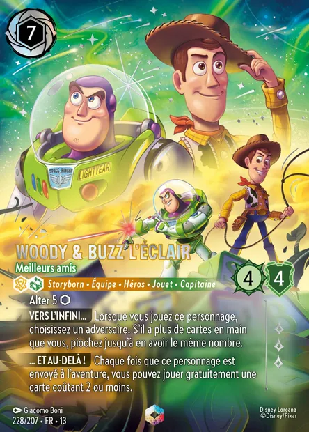 Woody & Buzz l'Éclair - Meilleurs amis, carte Disney Lorcana CH13-228 — extension Invasion Epineuse!