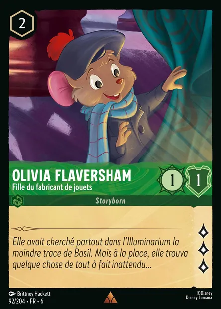 Olivia Flaversham - Fille du fabricant de jouets, carte Disney Lorcana CH6-092 — extension La Mer Azurite