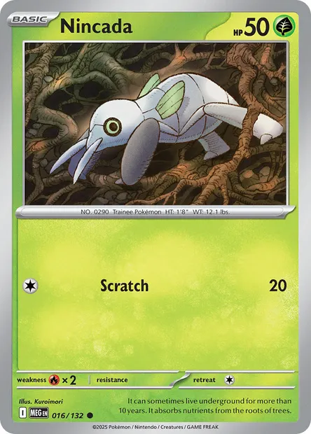 Nincada, Pokémon card MEG 016 — Mega Evolution set