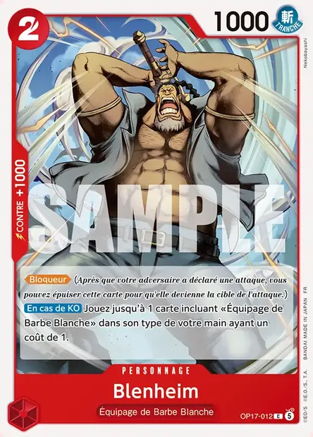 Blenheim, carte One Piece OP17-012 — extension LES GUERRIERS LES PLUS PUISSANTS AU MONDE