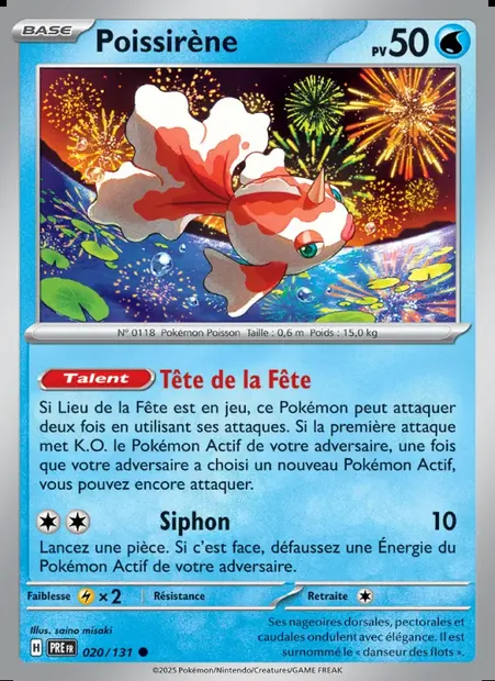 Poissirène, carte Pokémon PRE 020 — extension Évolutions Prismatiques