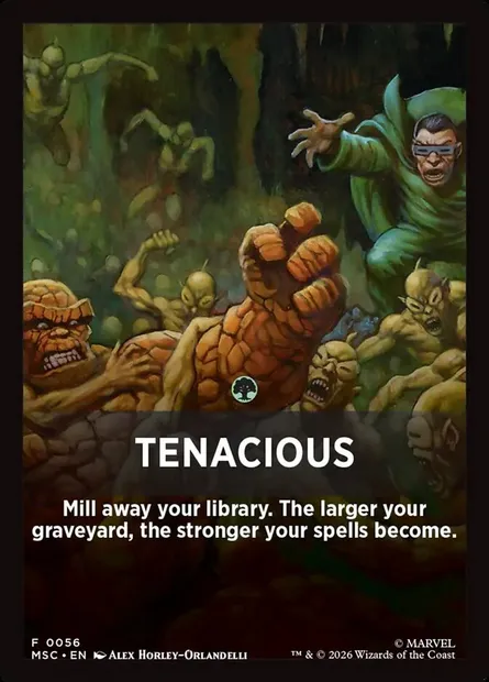 Tenacious, carte Magic FMSC 56 — extension Marvel Super Heroes Jumpstart Front Cards