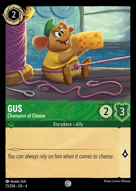 Gus - Champion of Cheese, Disney Lorcana card CH4-073 — Ursula's Return set