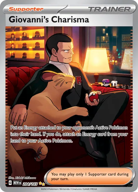 Giovanni's Charisma, Pokémon card MEW 204 — 151 set