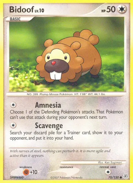 Bidoof, Pokémon card DP 70 — Diamond & Pearl set