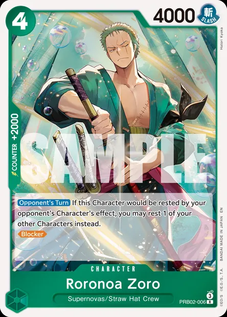 Roronoa Zoro, One Piece card PRB02-006 — ONE PIECE CARD THE BEST vol.2 set