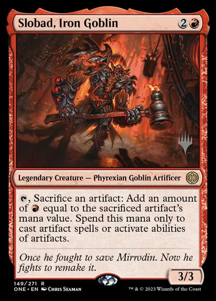 Slobad, Iron Goblin, Magic card PONE 149p — Phyrexia: All Will Be One Promos set