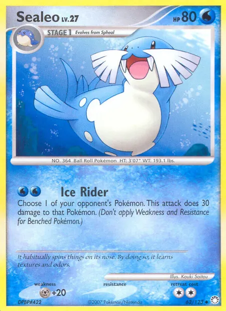 Sealeo, Pokémon card MT 62 — Mysterious Treasures set