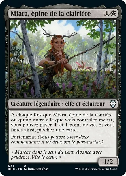 Miara, épine de la clairière, carte Magic KHC 51 — extension Kaldheim Commander
