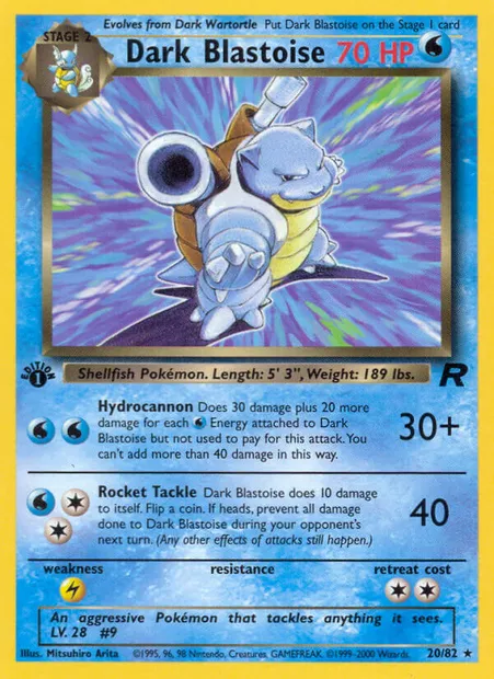 Dark Blastoise, Pokémon card TR 20 — Team Rocket set