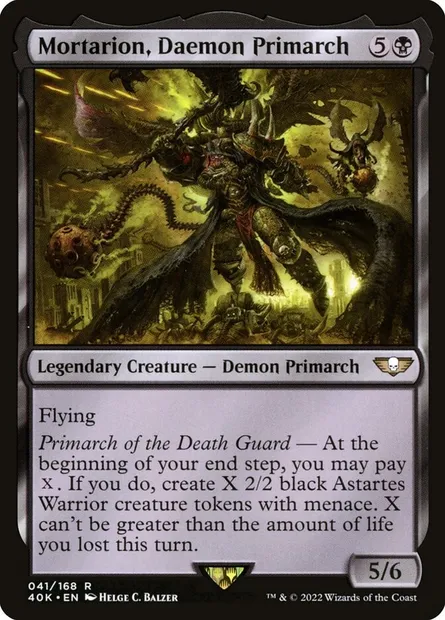 Mortarion, Daemon Primarch, Magic card 40K 41 — Warhammer 40,000 Commander set