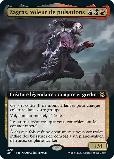 Zagras, voleur de pulsations, carte Magic ZNR 372 — extension Renaissance de Zendikar