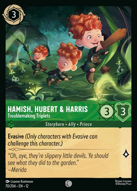 Hamish, Hubert & Harris - Troublemaking Triplets, Disney Lorcana card CH12-070 — Wilds Unknown set